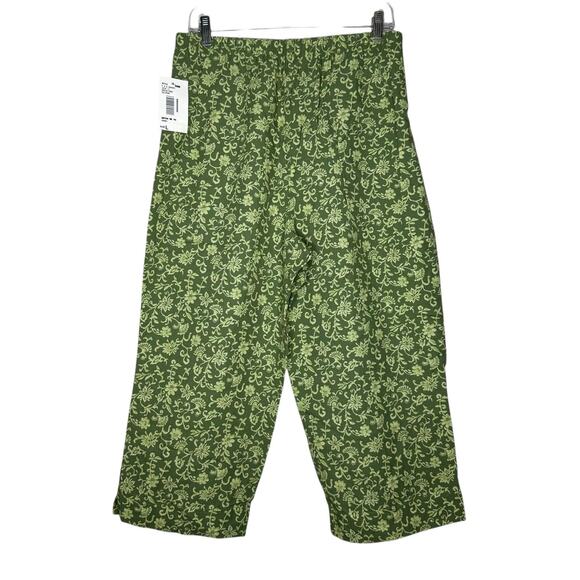 Southern Lady Women’s Green Solomon Floral Elastic Waist Capri Pants Large New - Picture 2 of 6